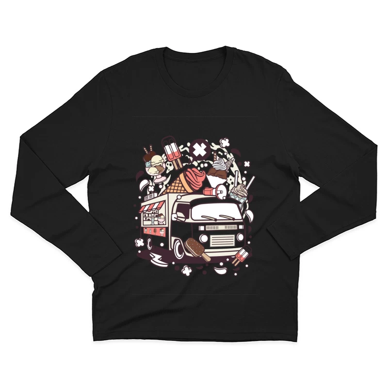 Camion de crème glacée rétro Homme Manches Longues T-Shirt