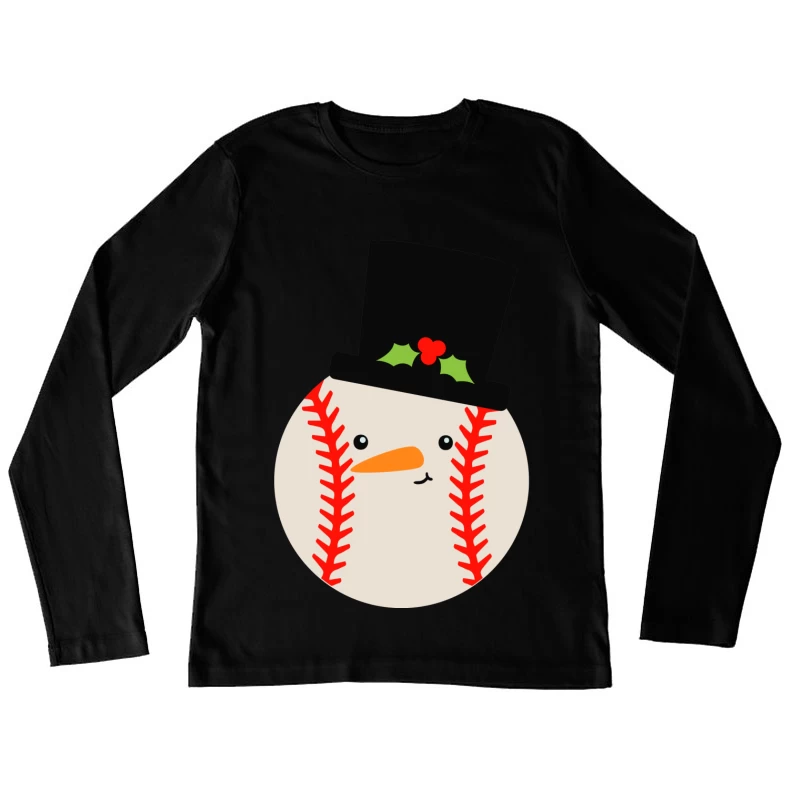 Bonhomme de neige balle de baseball Femme Manches Longues T-Shirt