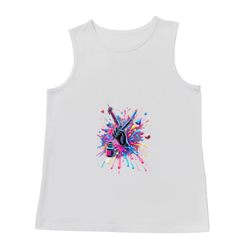 Artistic Medical Syringe with Vibrant Color Explosion Male Tank Top