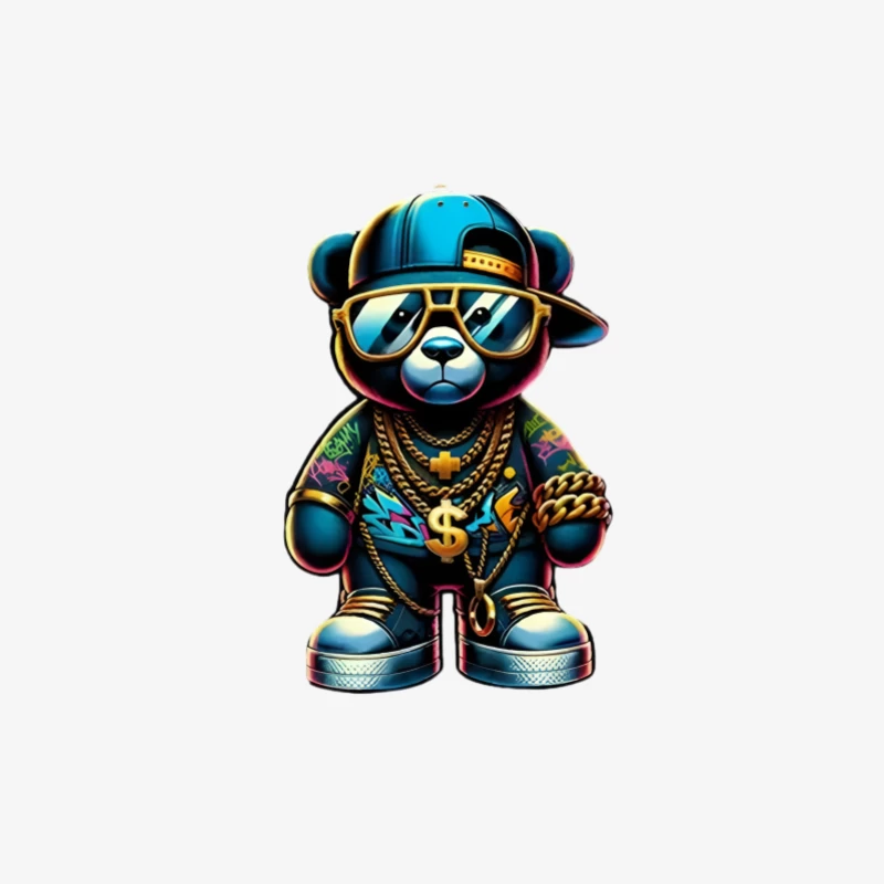 Hip-Hop Teddy Bär mit Goldschmuck Herren Langarm T-Shirt