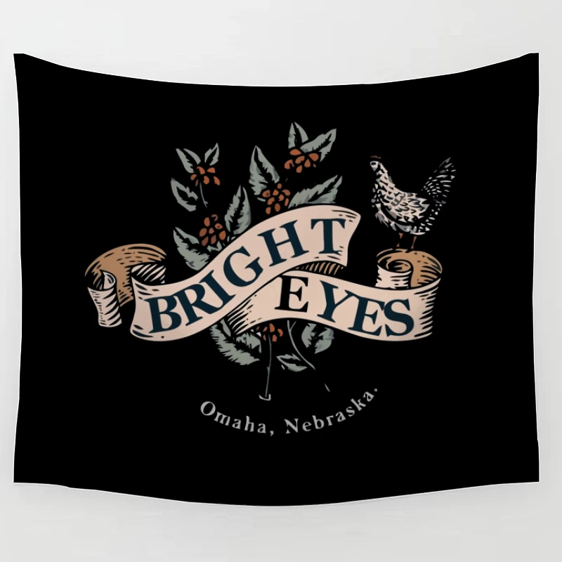 Bright Eyes Vintage Botanical Banner Design from Omaha Tapestry