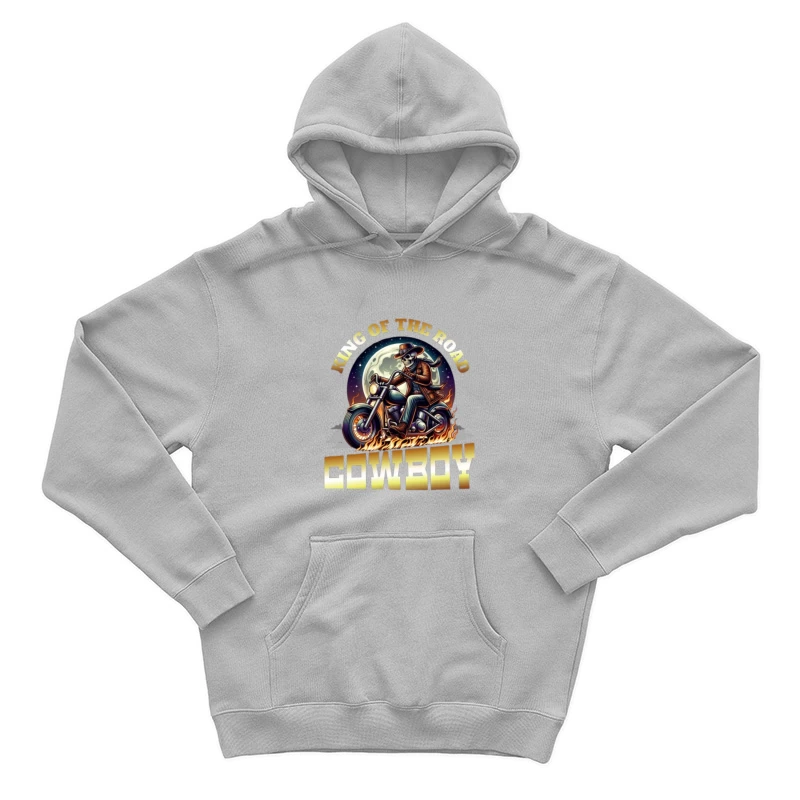 King of the Road: Skeleton Cowboy Biker Under Moonlight Male Pullover Hoodie