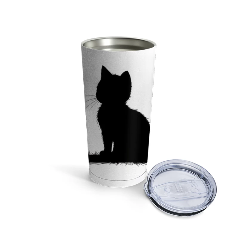 Minimalist Black Cat Silhouette Art Travel Mug