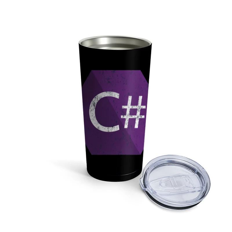 C# Programming Language Logo in Purple Hexagon Travel Mug