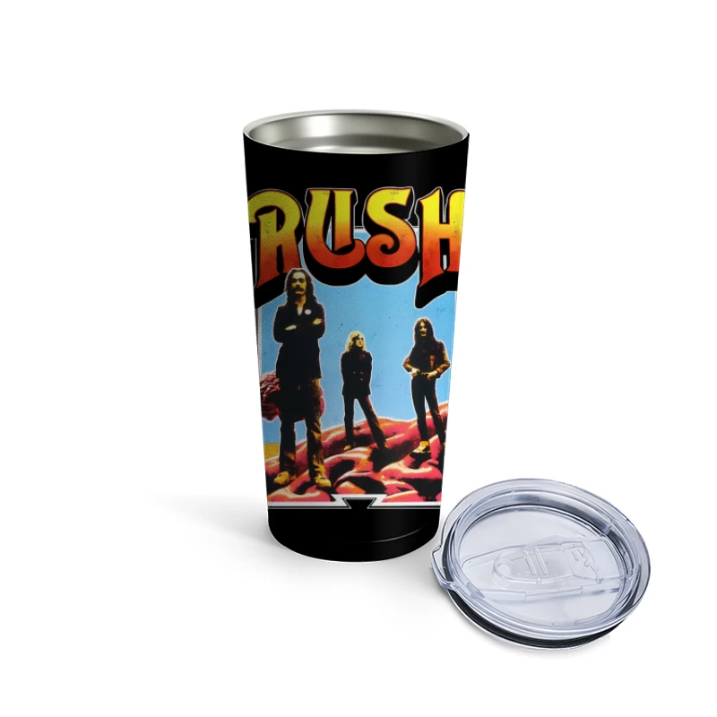 Retro Rush Rock Band Promotional Poster from the 1970s Travel Mug