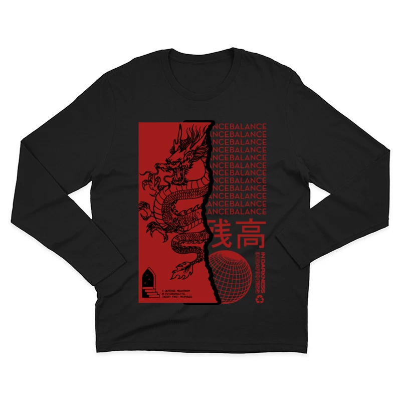 Drachen-Design mit textuellen Elementen Herren Langarm T-Shirt