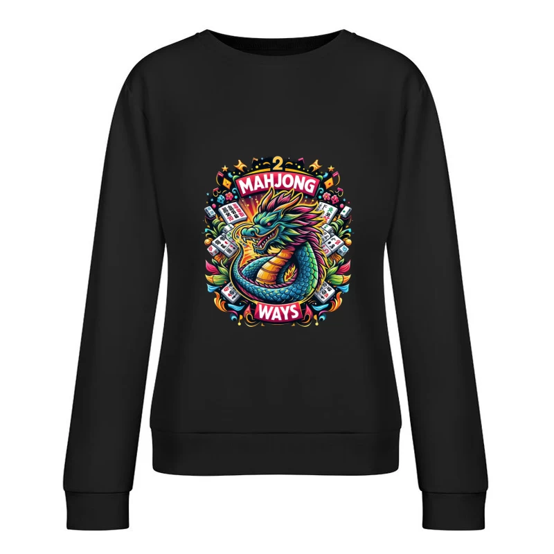 Majestic Dragon with Mahjong Tiles Female Pullover Sweatshirt