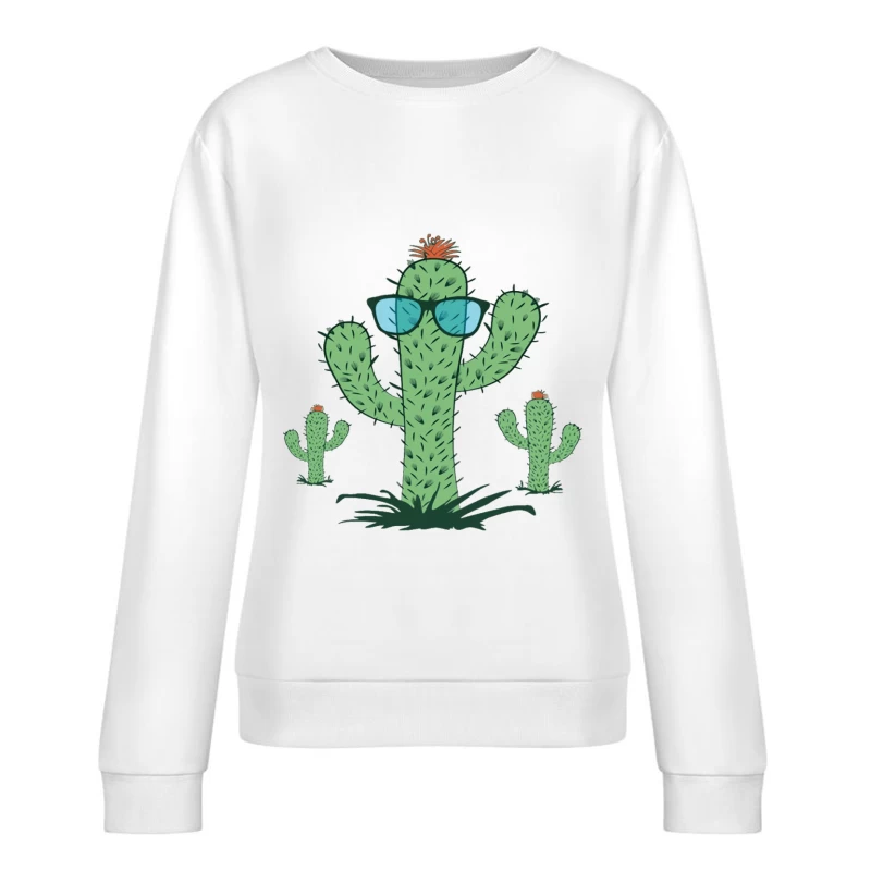 Kaktus mit Sonnenbrille Damen Pullover Sweatshirt