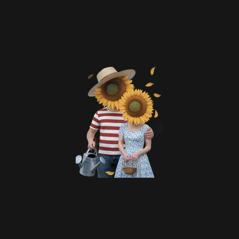 Whimsical Sunflower Couple's Summer Garden Desk Mat