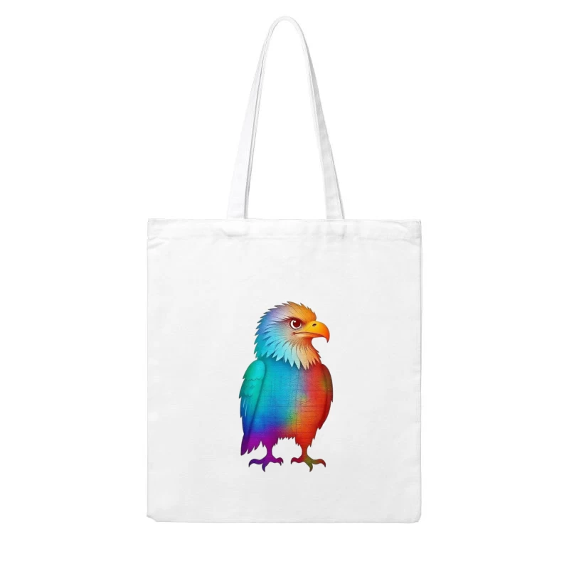 Rainbow-Colored Eagle Fantasy Digital Illustration Cotton Tote Bag