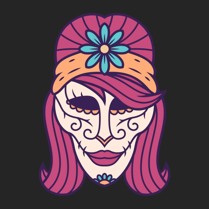 Masque de calavera coloré avec motif floral Femme Sweat-shirt à enfiler