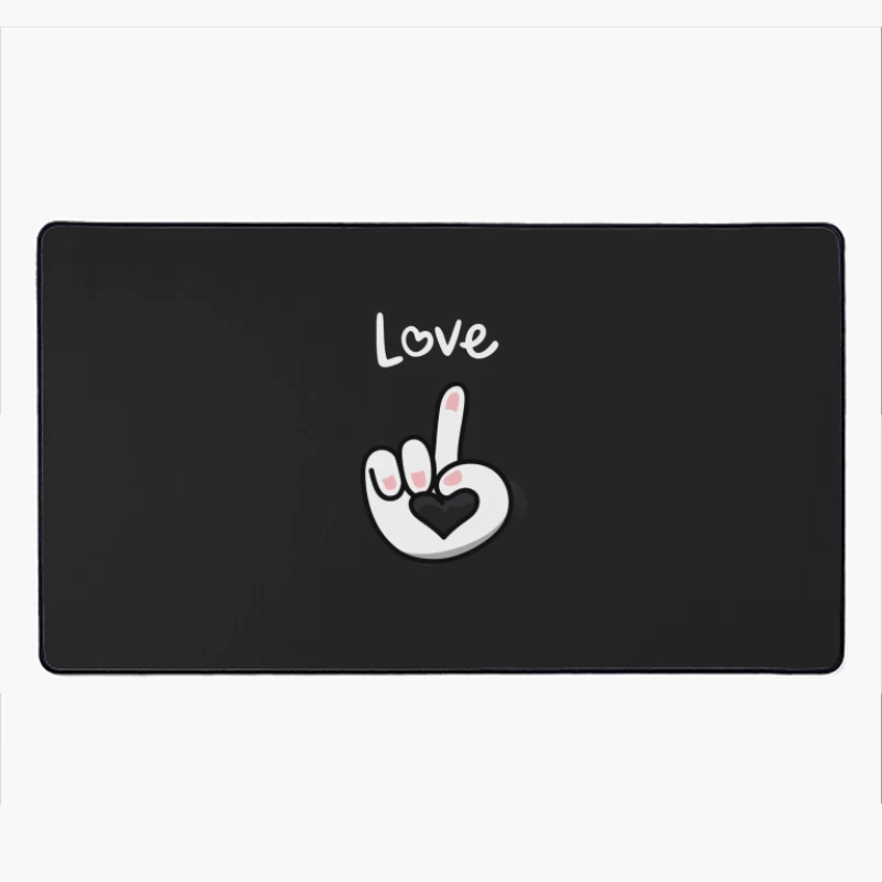 Minimalist Heart Hand Gesture Icon: Love Symbol Desk Mat