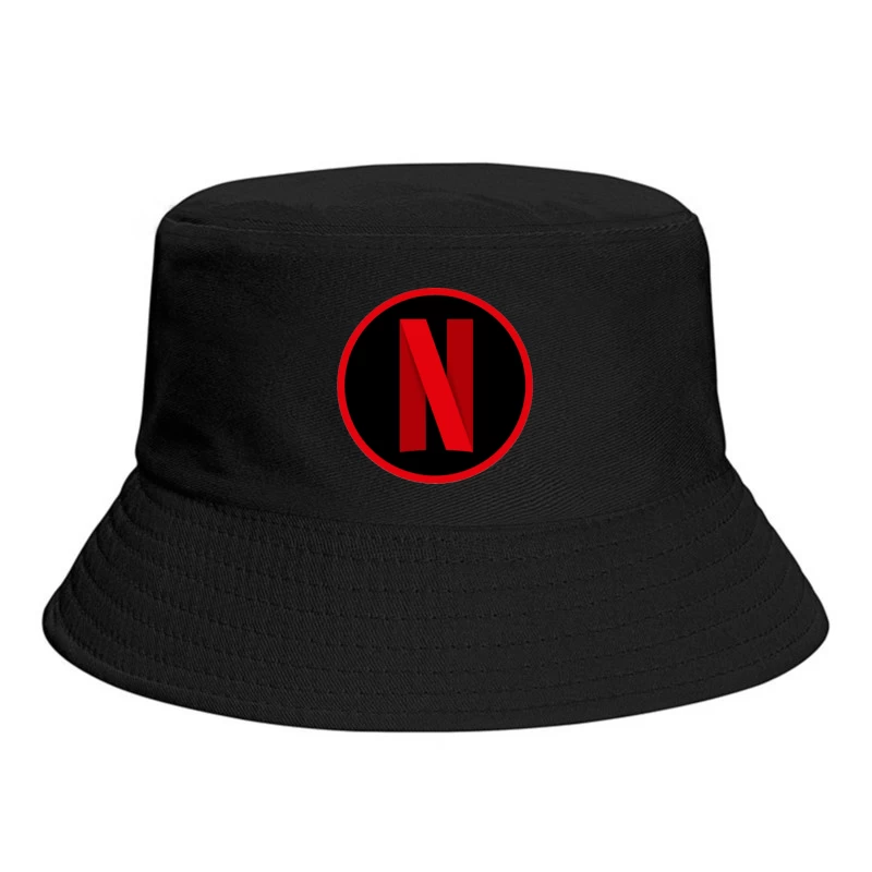 Netflix Streaming Service Logo in Red and Black Circle Bucket Hat
