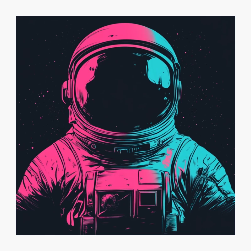 Neon Retro Astronaut: A Cosmic Sci-Fi Illustration Pin