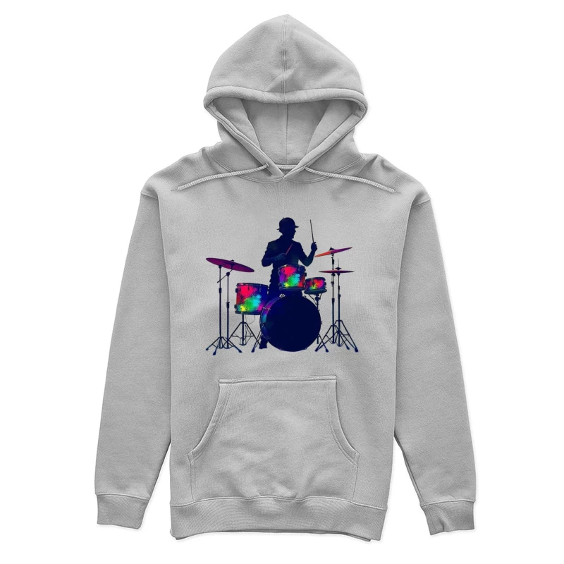 Colorful Silhouette of a Drummer Female Pullover Hoodie