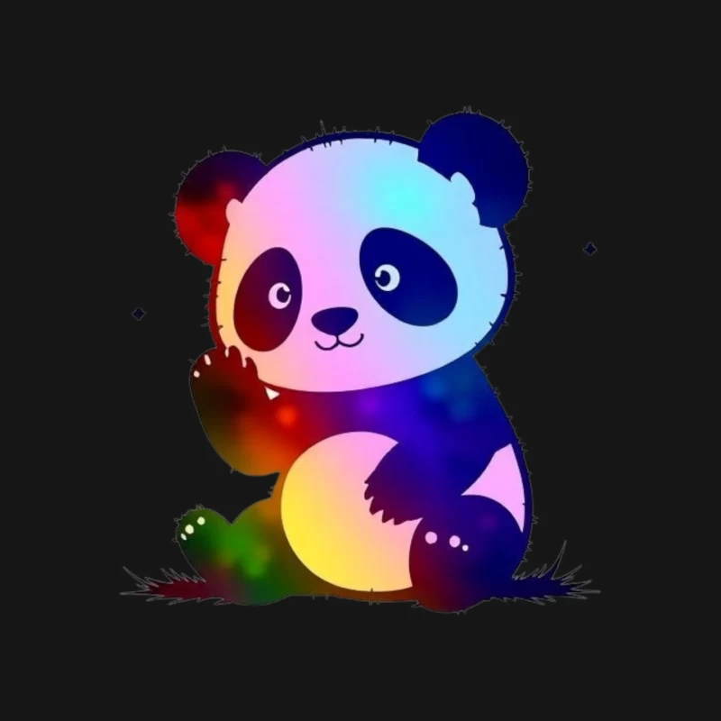 Cute Rainbow Gradient Panda Cartoon Illustration Mouse Pad