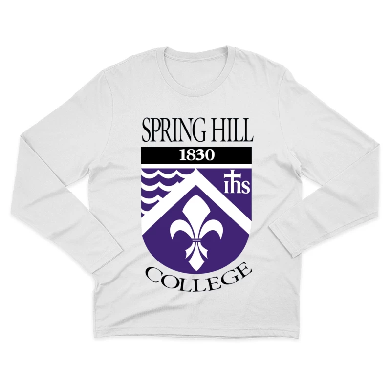 Spring Hill College Historic Shield Logo with Religious Symbolism (Est. 1830) Male Long Sleeve T-Shirt