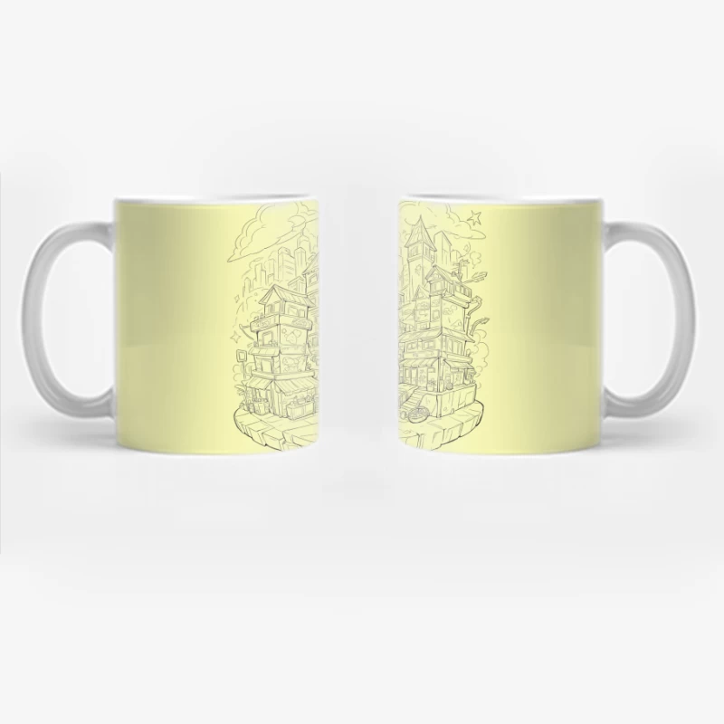 Fantasy Cityscape Illustration Coffee Mug