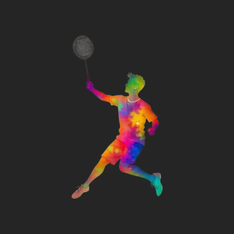 Colorful Badminton Player in Action Male Pullover Sweatshirt