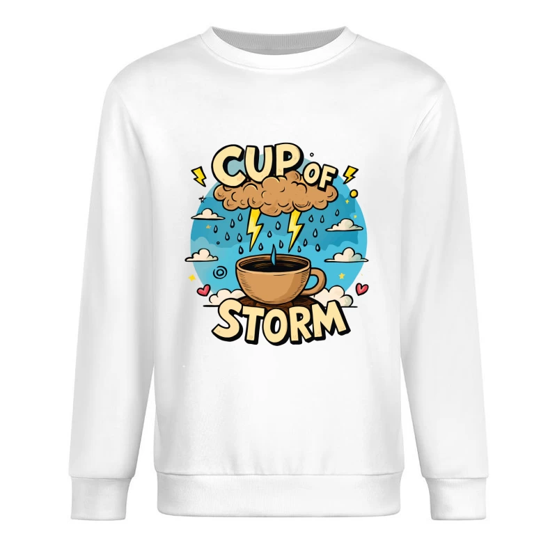 Cup of Storm – Whimsical Pixel Art with Lightning Charm! Male Pullover Sweatshirt