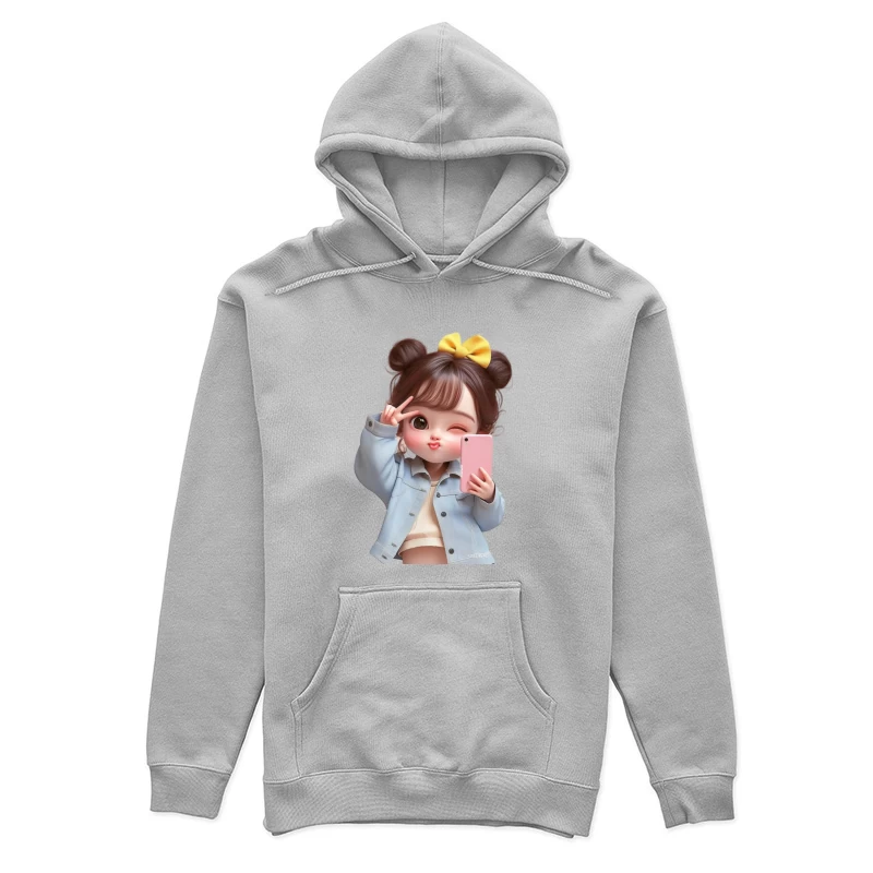 Mädchen mit Selfie und gelber Schleife Damen Pullover Hoodie