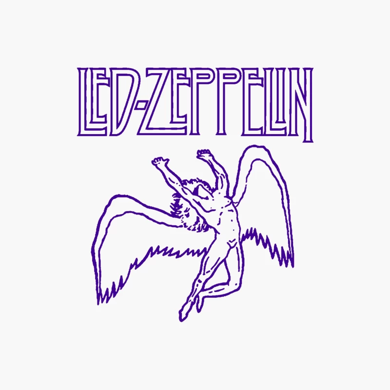 Led Zeppelin Classic Rock Band Purple Winged Logo Cotton Tote Bag