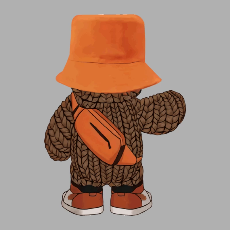 Stofftier mit Strickpullover und orangem Hut Herren Tanktops