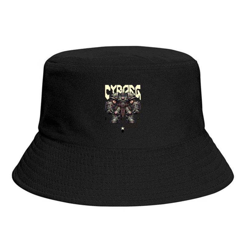 Heavy Combat Cyborg Mech Armor Illustration Bucket Hat