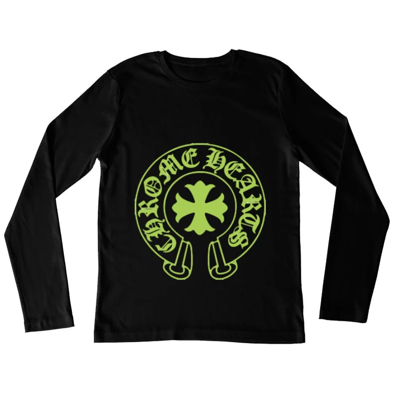 Chrome Hearts Logo in Grüneintönung Damen Langarm T-Shirt