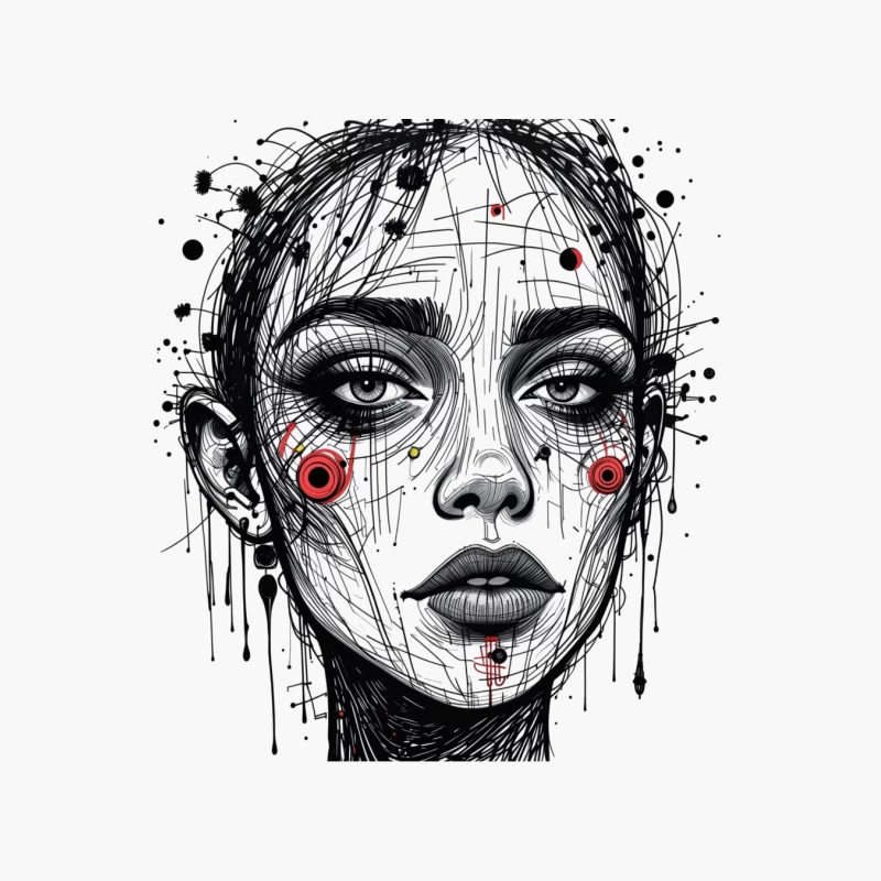 Futuristic Abstract Portrait Illustration Cotton Tote Bag