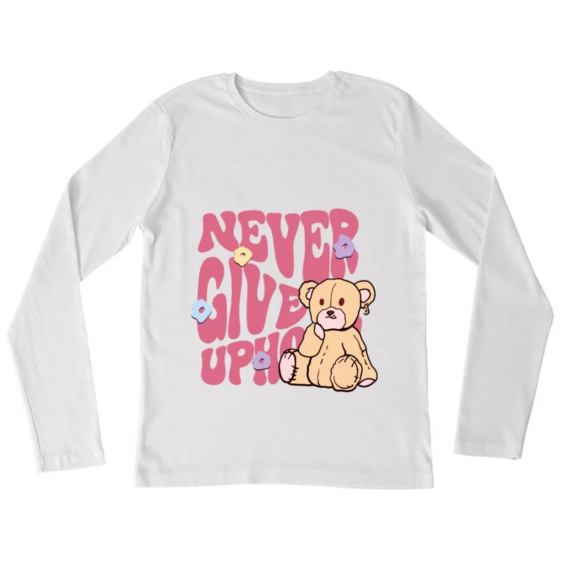 Niedlicher Bär mit Ermutigung Damen Langarm T-Shirt