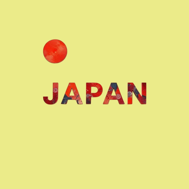 Minimalist Japanese Flag Design with Typography Tapestry