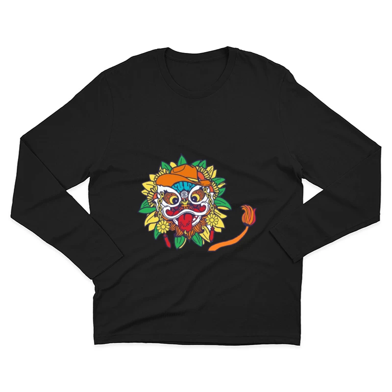 Traditionelle Maske mit Sonnenblume Herren Langarm T-Shirt