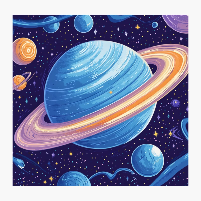 Vibrant Cosmic Illustration: Planets and Universe Throw Pillow