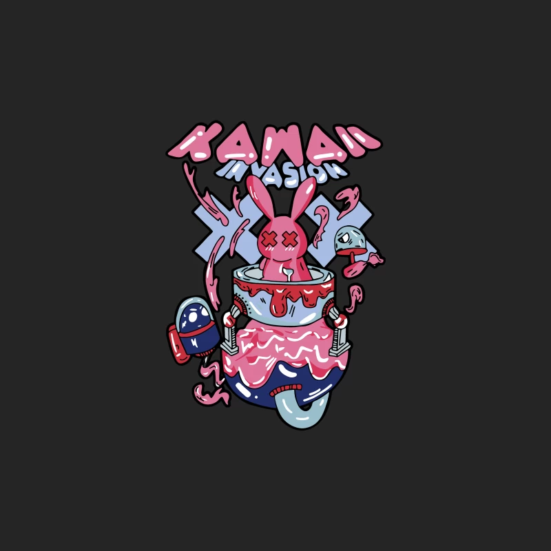 Kawaii-Invasion mit Hasenroboter Damen Pullover Sweatshirt