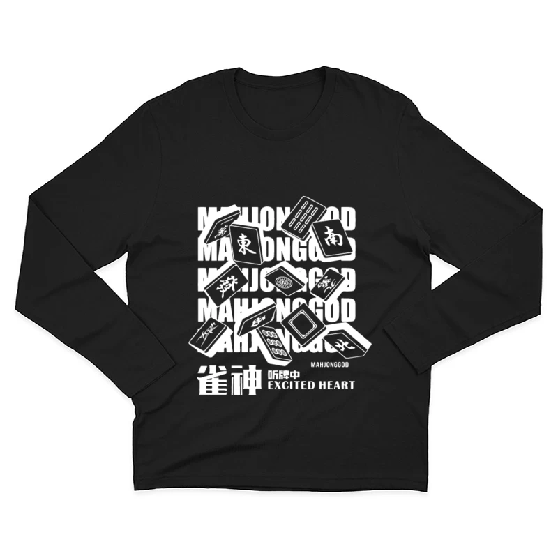 Mahjong-Spielsteine im Flug Herren Langarm T-Shirt