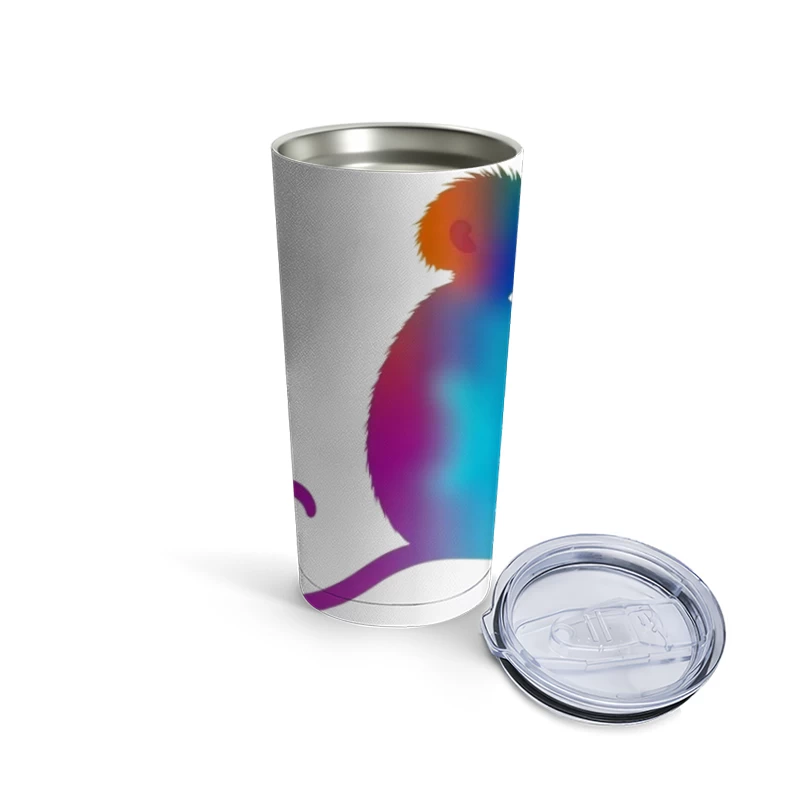 Colorful Gradient Monkey Silhouette with Curled Tail Travel Mug