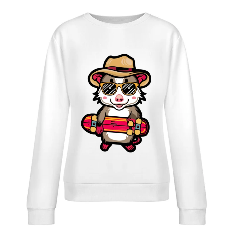 Opossum skateur en vacances Femme Sweat-shirt à enfiler