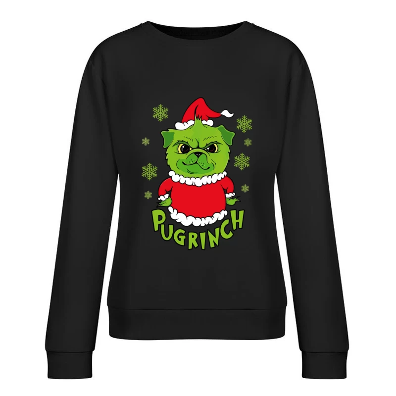 Pugrinch: Grumpy Holiday Cheer Female Pullover Sweatshirt