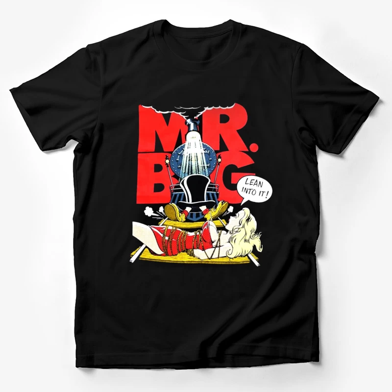 Vintage "Mr. Big" Bathroom Advertisement with Comic-Style Shower Illustration Male T-Shirt