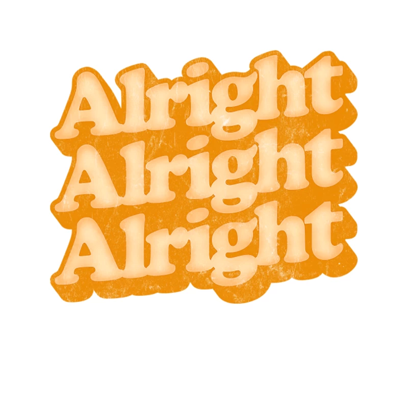 Retro Alright Typography in Vibrant Yellow and Orange Tapestry