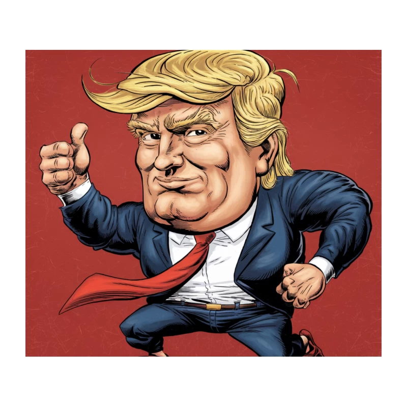 Political Caricature Illustration in Patriotic Style Tapestry