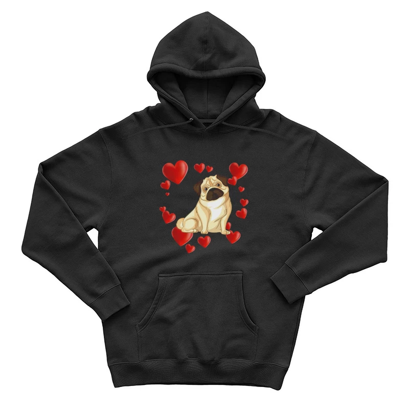 Chien adorable entouré de cœurs Homme Sweat à capuche