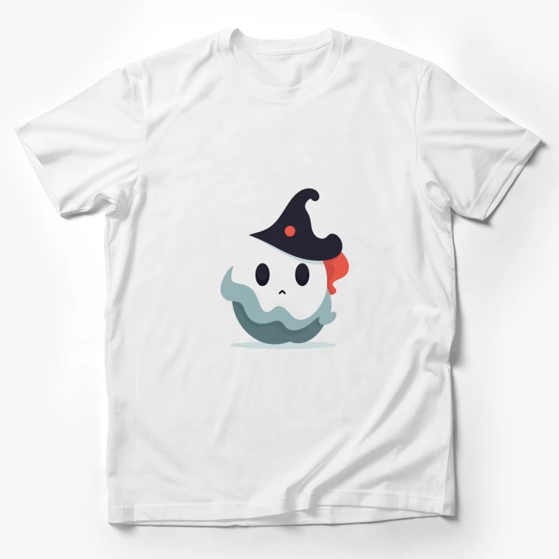 Cute Cartoon Ghost with Witch Hat Male T-Shirt