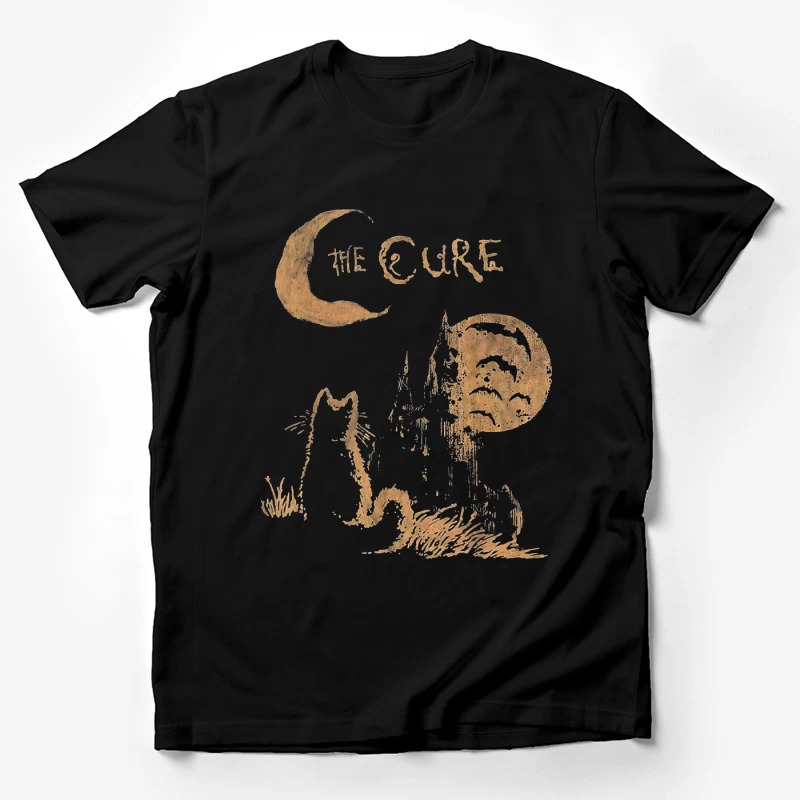 The Cure Gothic Band Logo with Moonlit Ghost Male T-Shirt