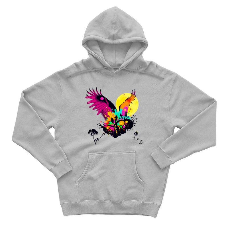 Vibrant Abstract Eagle Silhouette Under Moonlight Male Pullover Hoodie