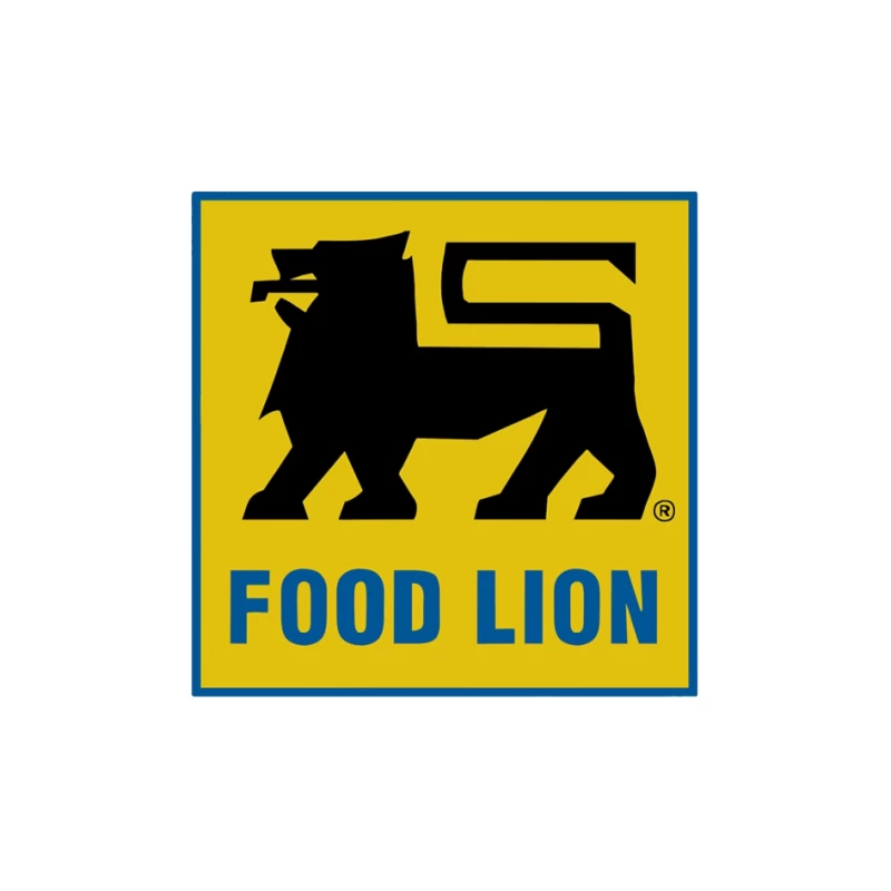 Food Lion Supermarket Chain Logo with Black Lion on Yellow Background Pin