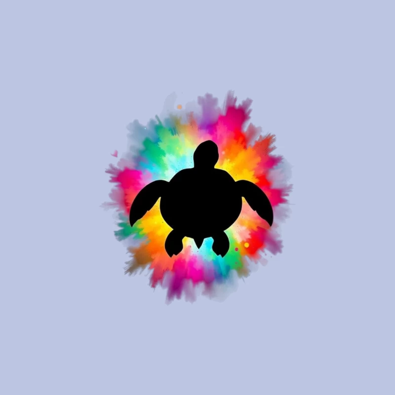 Colorful Turtle Silhouette Art Travel Mug