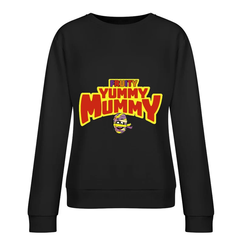 Fruity Yummy Mummy Cartoon Character Logo Female Pullover Sweatshirt