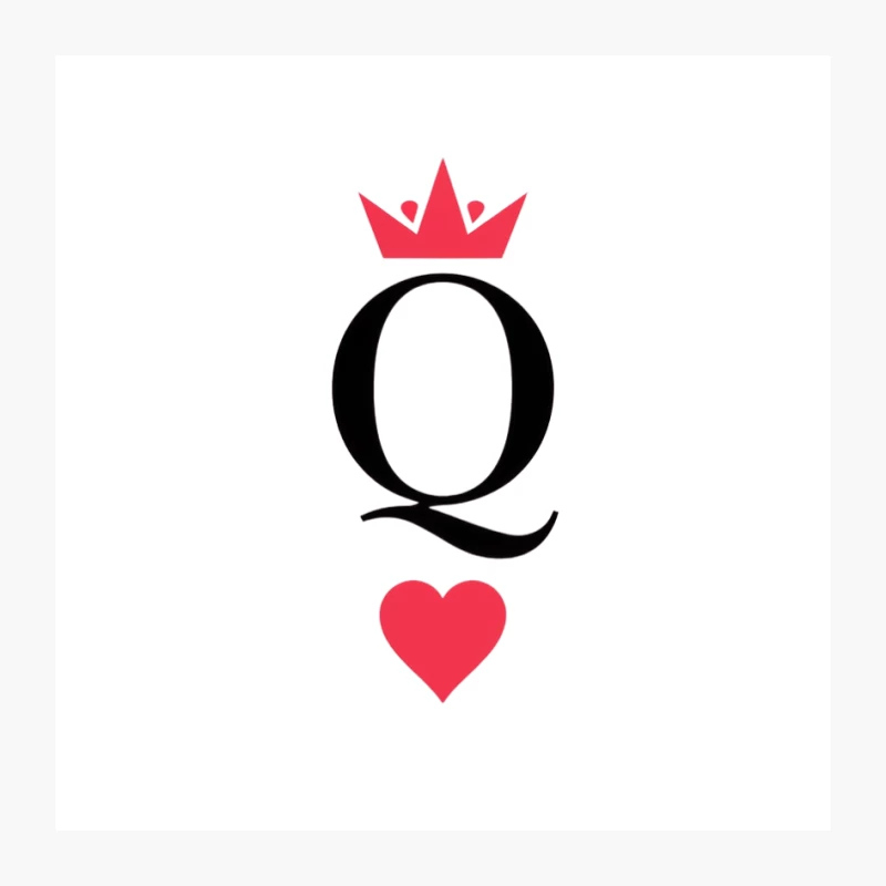 Queen of Hearts: Minimalist Playing Card Design Pin